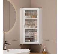 Large Bathroom Corner Storage Cabinet 3-Tier Over The Toilet Waterproof & Paint-Free Wall Cabinet with Acrylic Doors for Kitchen & Pantry Storage