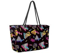 Large Beach Bag for Women, Abstract Animal Prints Geometric Triangle Travel Tote with Pockets Waterproof Shoulder Handbag
