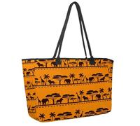 Large Beach Bag for Women, African Animal Pattern Travel Tote with Pockets Waterproof Shoulder Handbag