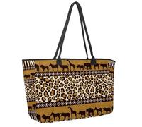 Large Beach Bag for Women, African Wild Animals Travel Tote with Pockets Waterproof Shoulder Handbag