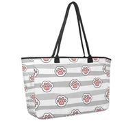 Large Beach Bag for Women, Animal Cute Paw Pattern Travel Tote with Pockets Waterproof Shoulder Handbag