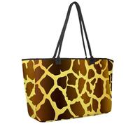 Large Beach Bag for Women, Animal Giraffe Skin Travel Tote with Pockets Waterproof Shoulder Handbag