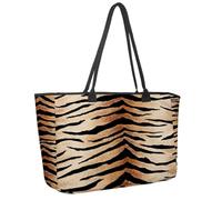 Large Beach Bag for Women, Animal Tiger Travel Tote with Pockets Waterproof Shoulder Handbag