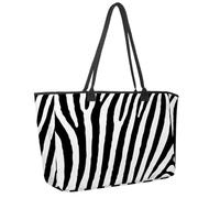 Large Beach Bag for Women, Animal Zebra Skin Stripes Travel Tote with Pockets Waterproof Shoulder Handbag
