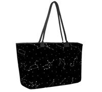 Large Beach Bag for Women, Astrological Constellation of the Zodiac Signs Travel Tote with Pockets Waterproof Shoulder Handbag
