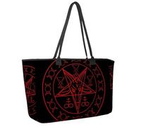 Large Beach Bag for Women, Baphomet and Lucifer Travel Tote with Pockets Waterproof Shoulder Handbag