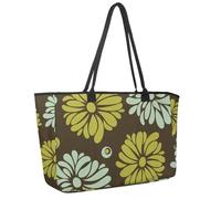 Large Beach Bag for Women, Beautiful Daisy Flower Travel Tote with Pockets Waterproof Shoulder Handbag