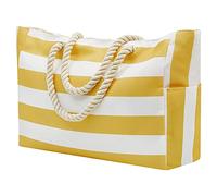 Large Beach Bag For Women Canvas Beach Bag With Pocket Zipper Tote Travel Picnic Swim Bags Tote Cute Tote Bag (Yellow, One Size)
