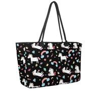 Large Beach Bag for Women, Cute Unicorn Dreams Pattern Travel Tote with Pockets Waterproof Shoulder Handbag
