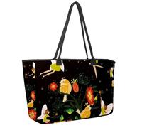 Large Beach Bag for Women, Fairies at Night Travel Tote with Pockets Waterproof Shoulder Handbag