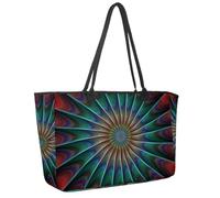 Large Beach Bag for Women, Fractal Prints Travel Tote with Pockets Waterproof Shoulder Handbag