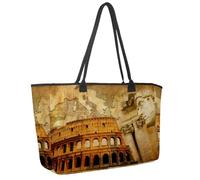 Large Beach Bag for Women, Great Roman Empire Landmark Travel Tote with Pockets Waterproof Shoulder Handbag