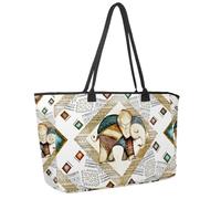 Large Beach Bag for Women, Indian Elephant Geometrical Animal Ethnic Tribal Pattern Travel Tote with Pockets Waterproof Shoulder Handbag