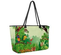 Large Beach Bag for Women, Jungle Animal Leopard Travel Tote with Pockets Waterproof Shoulder Handbag