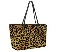 Large Beach Bag for Women, Leopard Animal Print Travel Tote with Pockets Waterproof Shoulder Handbag