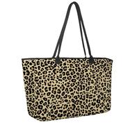 Large Beach Bag for Women, Leopard Animal Skin Pattern Travel Tote with Pockets Waterproof Shoulder Handbag