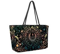 Large Beach Bag for Women, Magical Astrology Moon Travel Tote with Pockets Waterproof Shoulder Handbag