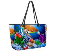 Large Beach Bag for Women, Magical Underwater World Travel Tote with Pockets Waterproof Shoulder Handbag