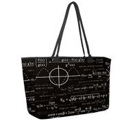 Large Beach Bag for Women, Math and Physics Equation Travel Tote with Pockets Waterproof Shoulder Handbag