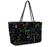 Large Beach Bag for Women, Math Geometrical Plots Equation Calculations Travel Tote with Pockets Waterproof Shoulder Handbag