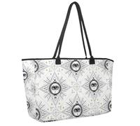 Large Beach Bag for Women, Mystic Alchemy Occult All Seeing Eye Pattern Travel Tote with Pockets Waterproof Shoulder Handbag