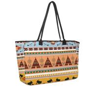 Large Beach Bag for Women, North American Indian Pattern Travel Tote with Pockets Waterproof Shoulder Handbag