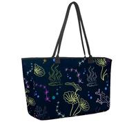 Large Beach Bag for Women, Plants Underworld Travel Tote with Pockets Waterproof Shoulder Handbag
