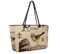 Large Beach Bag for Women, Romantic Rome Travel Tote with Pockets Waterproof Shoulder Handbag