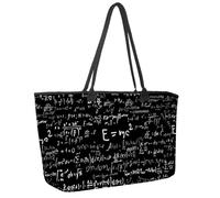 Large Beach Bag for Women, Scientific Equation Calculations Physics Mathematics Pattern Travel Tote with Pockets Waterproof Shoulder Handbag