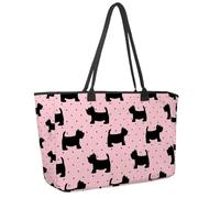 Large Beach Bag for Women, Scottish Terrier Dog Travel Tote with Pockets Waterproof Shoulder Handbag