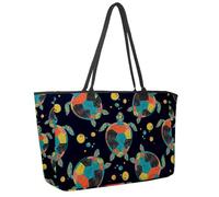 Large Beach Bag for Women, Sea Turtles and Tropical Fish Travel Tote with Pockets Waterproof Shoulder Handbag