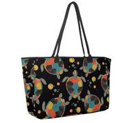 Large Beach Bag for Women, Sea Turtles and Tropical Fish Travel Tote with Pockets Waterproof Shoulder Handbag