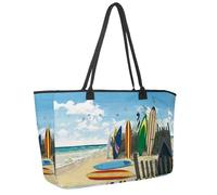 Large Beach Bag for Women, Seaside Beach Surfboard Travel Tote with Pockets Waterproof Shoulder Handbag