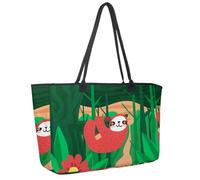 Large Beach Bag for Women, Sloth Jungle Landscape Travel Tote with Pockets Waterproof Shoulder Handbag