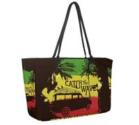 Large Beach Bag for Women, Summer Car Surf Boards Tropical Beach Coast Travel Tote with Pockets Waterproof Shoulder Handbag