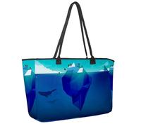 Large Beach Bag for Women, the South Pole penguin Iceberg Underwater Whale Travel Tote with Pockets Waterproof Shoulder Handbag