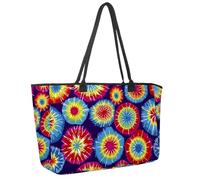 Large Beach Bag for Women, Tie Dye Travel Tote with Pockets Waterproof Shoulder Handbag
