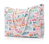 Large Beach Bag for Women with Zip,Waterproof Summer Beach Tote Bags with Pockets,Holiday Essentials Family Travel Bag for Women,Canvas Shopping Bag Personalised Overnight Shoulder Bag for Pool Gym