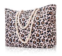 Large Beach Bag for Women with Zip,Waterproof Summer Beach Tote Bags with Pockets,Holiday Essentials Family Travel Bag for Women,Canvas Shopping Bag Personalised Overnight Shoulder Bag for Pool Gym