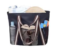 Large Beach Bag - Summer Bag with Toiletry Bag | Essential Accessory for Cruise and Holidays Leather Handles, Lightweight and Foldable, Large Capacity, Women's Shoulder Bag for Shopping, Black