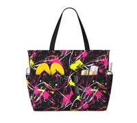 Large Beach Bags for Women Sandproof - Abstract Pink Tie-Dye Print Summer Work Travel Tote Bags with Zipper