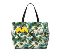 Large Beach Bags for Women Sandproof - Hawaii Small Island Print Summer Work Travel Tote Bags with Zipper