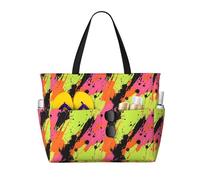 Large Beach Bags for Women Sandproof - Pink Orange Tie-Dye Print Summer Work Travel Tote Bags with Zipper
