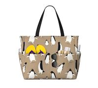 Large Beach Bags Waterproof Sandproof - Lovely penguin B Cute Beach Tote Bags for Women with Zipper