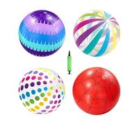 Large Beach Ball - 4 Piece Inflatable Beach Ball | Party Favors With Air Pump, B́each Balls For Pool, Inflatable B̀each Balls For Outdoor Activities Water Park Backyard Birthday Summer
