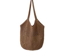 Large Beach Tote Bag for Women Crochet Knit Beach Bag with Open Top Lightweight & Durable Boho Beach Minimalist Holiday Dark Brown Large Capacity Tote Bag for Beach Swimming Pool Travel Holiday