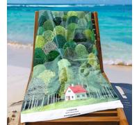 Large Beach Towel 100 X 180 Deep Green Tree Red House Travel Quick Dry Towel Ultra Absorbent Lightweight Sandproof Pool Swimming Compact Portable Holiday Outdoor Camping Sports