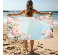 Large Beach Towel 100 X 180 Pink Flowers Sky