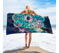 Large Beach Towel 100 X 180Fresh Green Purple Pattern Travel Quick Dry Towel Ultra Absorbent Lightweight Sandproof Pool Swimming Compact Portable Holiday Outdoor Camping Sports