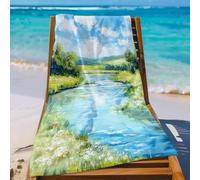 Large Beach Towel 200 X 100 Blue River Green Quick Dry Microfibre Beach Towel For Adults Lightweight For Women Men Sun Lounger Travel Swim Holiday Sport